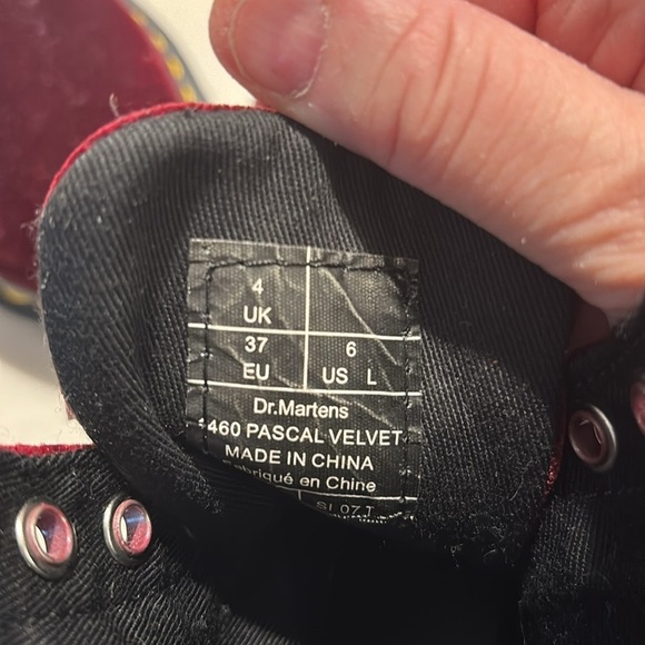 DR MARTENS Sz 6 1460 Pascal Red Wine Velvet Satin Lace Boots - Picture 14 of 15